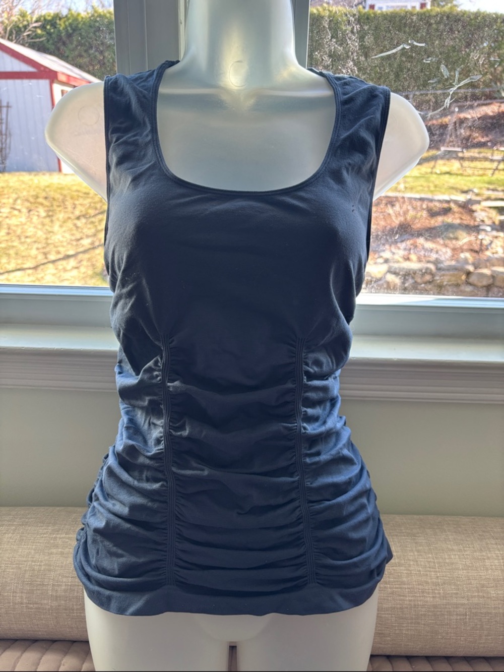 Last Tango Women's Navy Ruched Tank Top